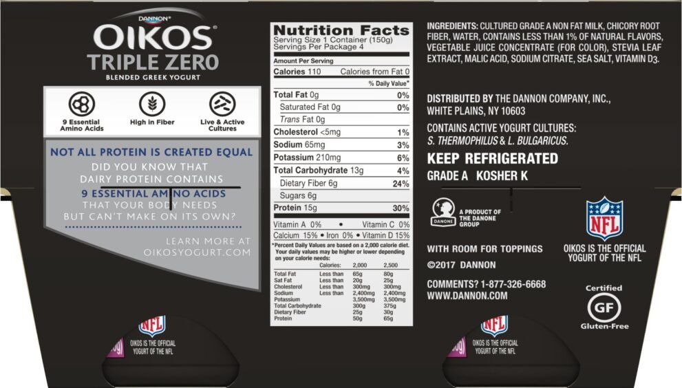 oikos triple zero yogurt nutrition facts