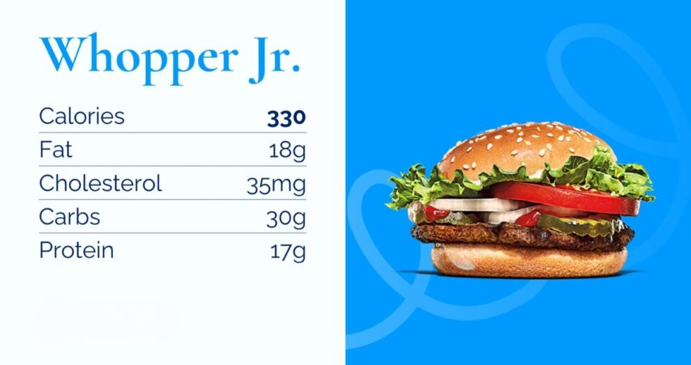 nutrition facts whopper jr